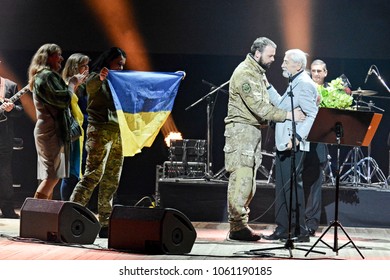 KYIV, UKRAINE - MARTCH 29, 2018: Singer Vakhtang Kikabidze During A Concert In Kyiv