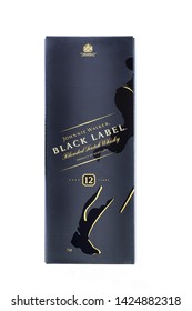 Kyiv, Ukraine - May, 2019. Box of Scotch Whisky Johnnie Walker Black Label