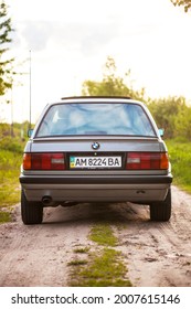 KYIV, UKRAINE - May 21, 2020: The Back Part Of An Old German Rare Car BMW E30.