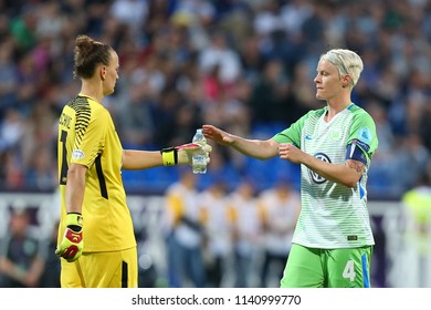 KYIV, UKRAINE - MAY 24, 2018: Almuth Schult And Nilla Fischer Portrait. UEFA Women's Champions League Final Wolfsburg-Lyon