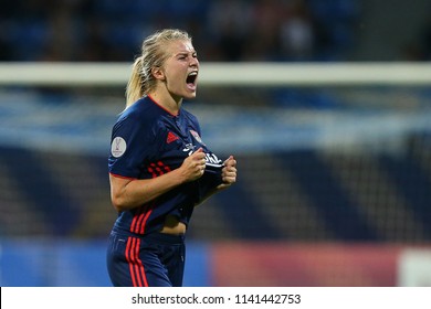 KYIV, UKRAINE - MAY 24, 2018: Amandine Henry Celebrating Victory In UEFA Women's Champions League Final Wolfsburg-Lyon