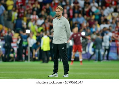 KYIV, UKRAINE - MAY 26, 2018: Liverpool's Head Coach Jurgen Klopp During The Match  UEFA Champions League Final Between Real Madrid And Liverpool At NSC Olympic Stadium