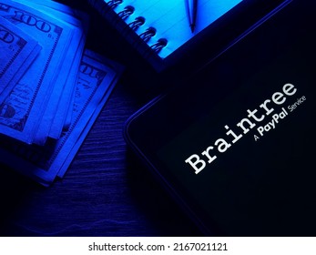 KYIV, UKRAINE - May 26, 2022. Logo Of Braintree Online Payment Solutions.