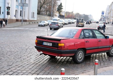 Kyiv, Ukraine - November 11 2022: Old Retro Audi Car Driving In City Traffic