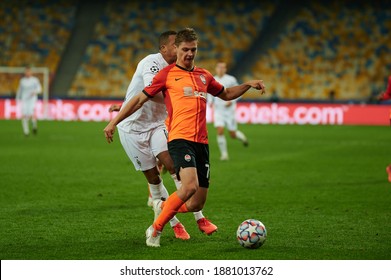 KYIV, UKRAINE - NOVEMBER 3, 2020: Valeriy Bondar Vs Alassane Plea During The Football Match Of Group B Of UEFA Champions League FC Shakhtar Vs Borussia Monchengladbach
