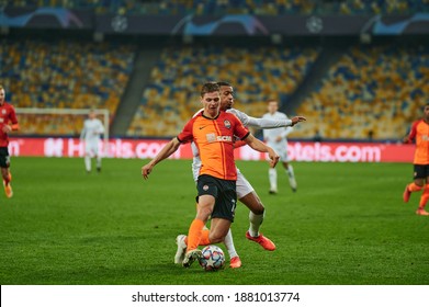 KYIV, UKRAINE - NOVEMBER 3, 2020: Valeriy Bondar Vs Alassane Plea During The Football Match Of Group B Of UEFA Champions League FC Shakhtar Vs Borussia Monchengladbach
