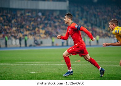 Kyiv, Ukraine - October 14, 2019: Cristiano Ronaldo During The Match Of Qualifying EURO 2020.