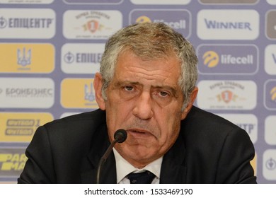 KYIV, UKRAINE - OCTOBER 14, 2019: Portugal Coach Fernando Santos During The Press Conference After Match Between Ukraine And Portugal 