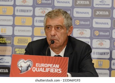 KYIV, UKRAINE - OCTOBER 14, 2019: Portugal Coach Fernando Santos During The Press Conference After Match Between Ukraine And Portugal 