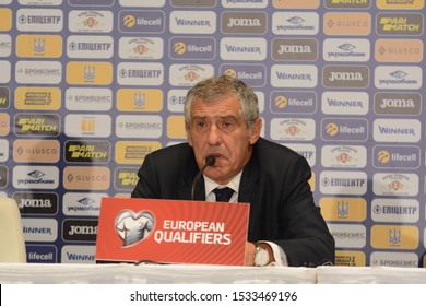 KYIV, UKRAINE - OCTOBER 14, 2019: Portugal Coach Fernando Santos During The Press Conference After Match Between Ukraine And Portugal 