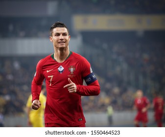 Kyiv, Ukraine - October 14, 2019: Cristiano Ronaldo Of Portugal During UEFA EURO 2020 Qualifying Game Ukraine Vs Portugal At NSK Olimpiyskyi Stadium