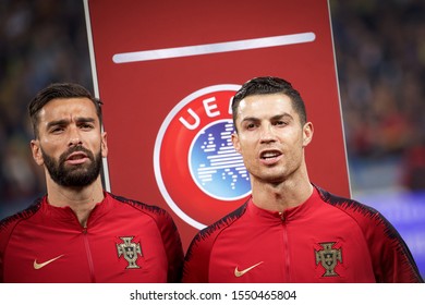 Kyiv, Ukraine - October 14, 2019: Cristiano Ronaldo Of Portugal During UEFA EURO 2020 Qualifying Game Ukraine Vs Portugal At NSK Olimpiyskyi Stadium
