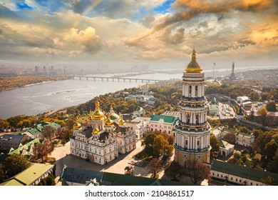 Kyiv, Ukraine - October 6, 2021: Kyiv Pechersk Lavra In Kyiv. View From Drone