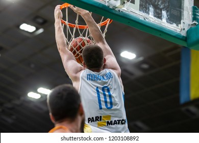 KYIV, UKRAINE - SEPTEMBER 14, 2018: Los Angeles Lakers Rookie Swingman Sviatoslav 