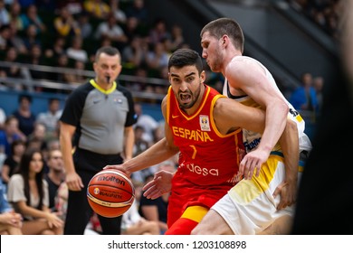 KYIV, UKRAINE - SEPTEMBER 14, 2018: Los Angeles Lakers Rookie Swingman Sviatoslav 