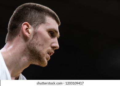 KYIV, UKRAINE - SEPTEMBER 14, 2018: Los Angeles Lakers Rookie Swingman Sviatoslav 