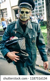 KYIV, UKRAINE – SEPTEMBER 22, 2018: Actor Dressed As Nazi Zombie Character From Overlord, A Horror Film Directed By Julius Avery, During Comic Con Ukraine