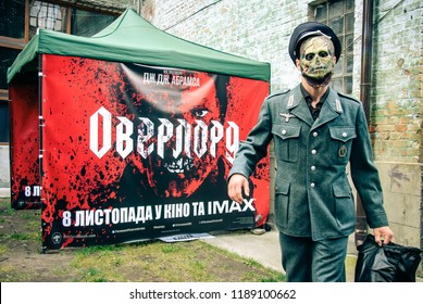 KYIV, UKRAINE – SEPTEMBER 23, 2018: Actor Dressed As Nazi Zombie Character From Overlord, A Horror Film Directed By Julius Avery, During ComicConUkraine