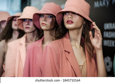 KYIV, UKRAINE - SEPTEMBER 3, 2020: Models Backstage FRBTK Show During Ukrainian Fashion Week No Season. Day 4.