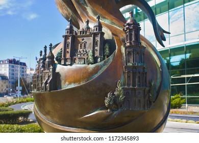 Kyiv, Ukraine - September 4, 2018: Fragment Of Monument «Eternal Kiev» By Frank Meisler And Arie Ovadia In Kyiv