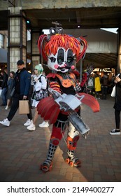 Kyiv, Ukraine September 4: Comic Con 2021, Fandom Festival In Kyiv, Ukraine. Girl Cosplayer In Anime Character Costume, Cyberpunk, Comics.