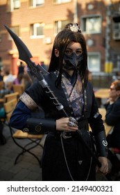 Kyiv, Ukraine September 4: Comic Con 2021, Fandom Festival In Kyiv, Ukraine. Girl Cosplayer In Anime Character Costume, Cyberpunk, Comics.