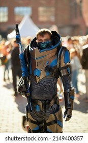 Kyiv, Ukraine September 4: Comic Con 2021, Fandom Festival In Kyiv, Ukraine. Cosplay Guy Dressed As A Character From The Game Mass Effect.