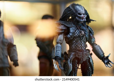 Kyiv, Ukraine September 4: Comic Con 2021, Fandom Festival In Kyiv, Ukraine. Figurine Of The Character Predator From The Movie Predator, On The Showcase Of The Stand.