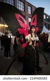 Kyiv, Ukraine September 4: Comic Con 2021, Fandom Festival In Kyiv, Ukraine. Girl Cosplayer In Anime Character Costume, Cyberpunk, Comics.