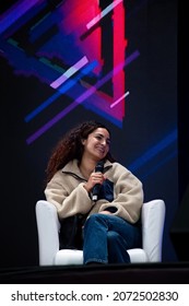 Kyiv, Ukraine - September 5, 2021: English Actress Anna Shaffer On Stage Of Сomic Con Ukraine 2021