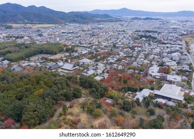 Kyoto Aerial View With Copy Space On Autumn Day 