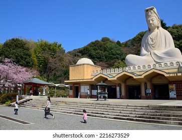 Kyoto, Japan, Asia - 03.28.2014: Kodaiji Temple, Ryozen Kannon Statue - 24 M High War Memorial Commemorating Those Dead Of The Pacific War In World War II