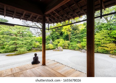 Kyoto Japan. Meditation At Kennin Ji Buddhist Zen Temple. May 2019