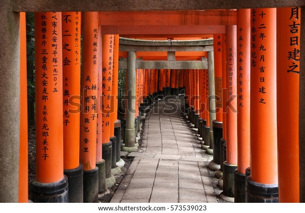 Orange Gates Around Forest Path Japanese Stock Photo Edit Now