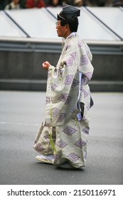 Kyoto, Japan - October 22, 2007: The Participance Dressed As The Traveling Noblemen Of Meiji Restoration Period At Jidai Festival. Kyoto. Japan