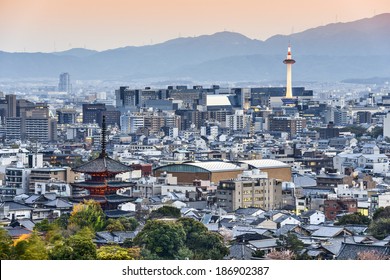 Kyoto, Japan Skyline At Dusk.