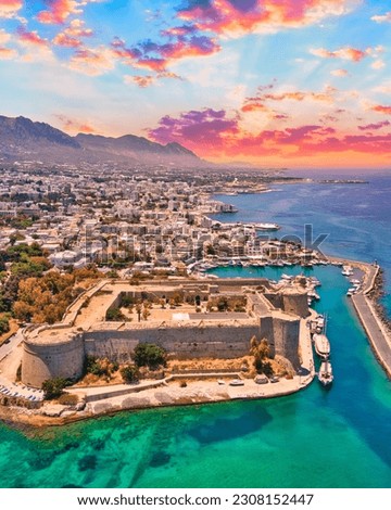 Kyrenia Castle in old harbour in North Cyprus on sunny day with clear sky