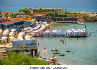 Kyrenia, Cyprus - June 23 2020: People Are Enjoying At The Beach.