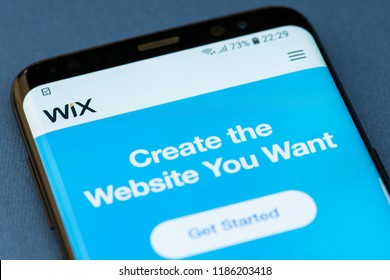 KYRENIA, CYPRUS - SEPTEMBER 21, 2018: WIX official website displayed on the modern smartphone screen.