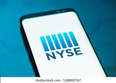 KYRENIA, CYPRUS - SEPTEMBER 24, 2018: New York Stock Exchange logo displayed on the smartphone screen. NYSE is the world's largest stock exchange by market capitalization of its listed companies
