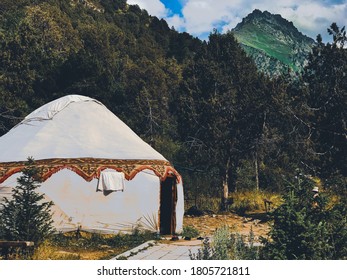 Kyrgyz Tent In A National Par In Mountains