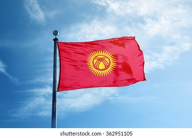 Kyrgyzstan Flag On The Mast