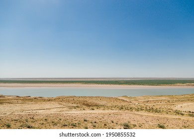 The Kyzylkum Desert And The Amu Darya River.	