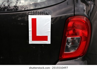 L plate for Learner driver on a car in Ireland.