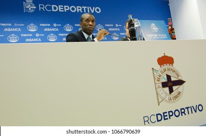 La Coruña,Spain.Februry 05, 2018. Presentation Of Clarence Seedorf As The New Coach Of Deportivo De La Coruña At Riazor Stadium