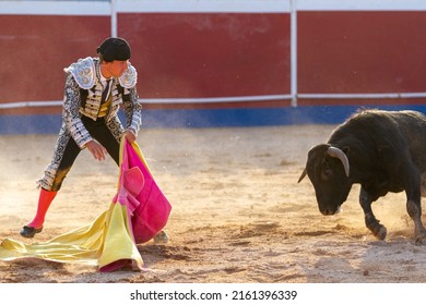La Aljorra, Murcia. Spain. June 15 2014: Differents moments of the bullfighter and his team during a bullfight in Spain