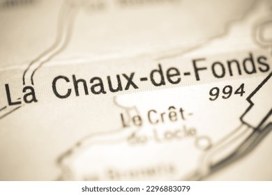 La Chaux de Fonds on a geographical map of Switzerland