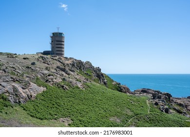 La Corbiere WW2 Watchtower On The Headland Of St Brelade In The Sout-west Of The British Crown Dependency Of Jersey, Channel Islands, British Isles.