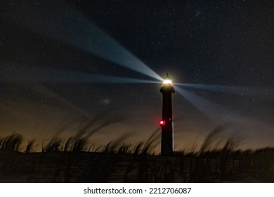 La Coubre powerful lighthouse under a starry night, Charente Maritime, France