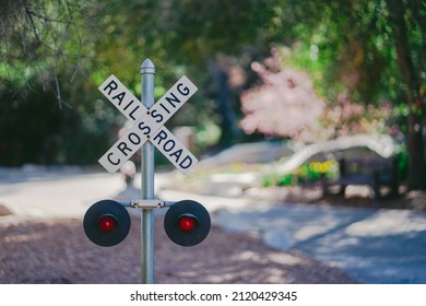 La Crescenta, CA USA - 02052022 : Rail Crossing Sign In Early Spring